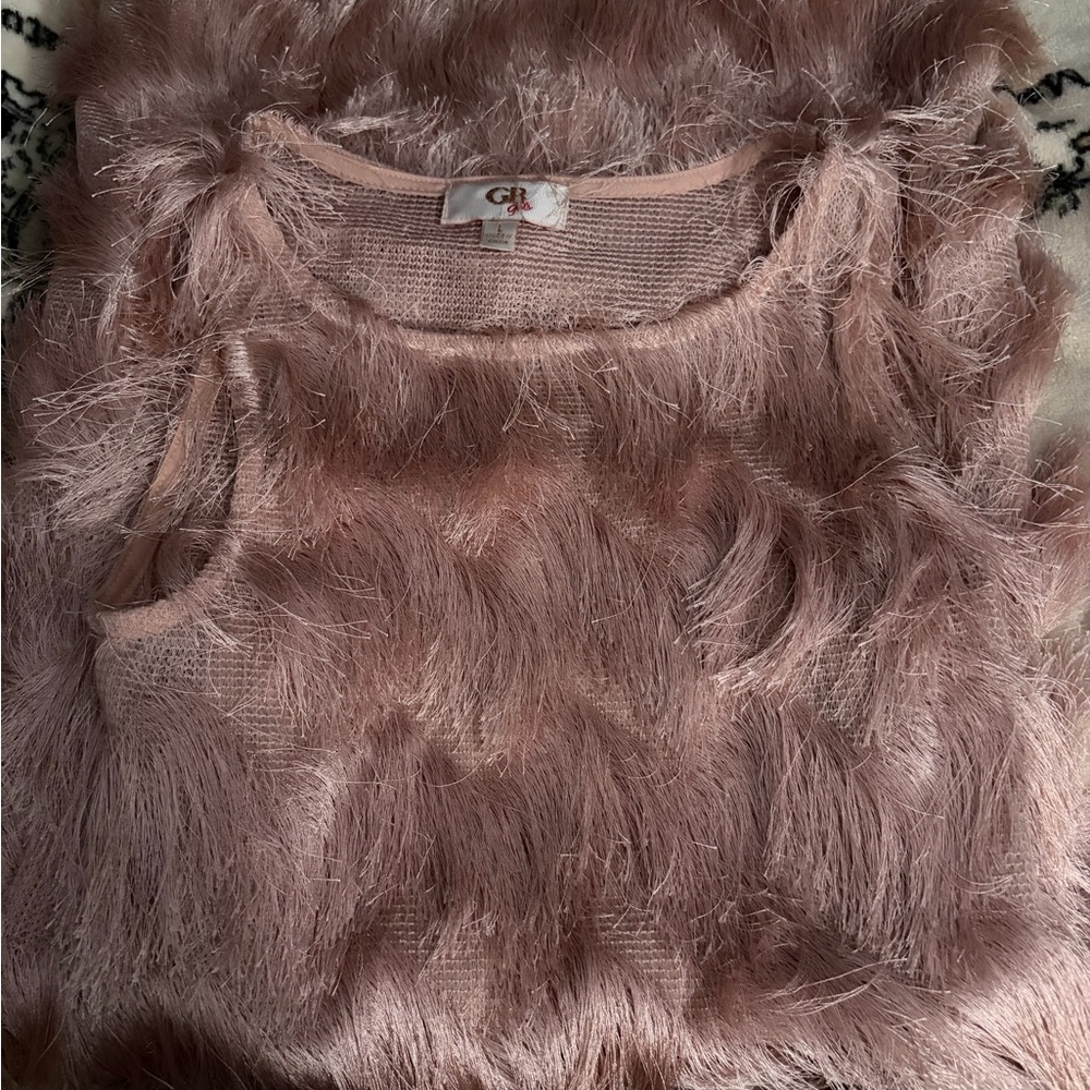 GB Girls Pink Feathered Formal Dress